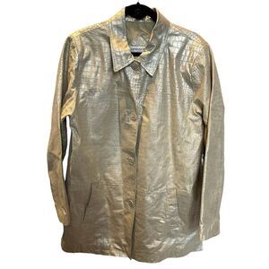 Irvine Park Women's Leather Coat Textured Cream Color Size Large